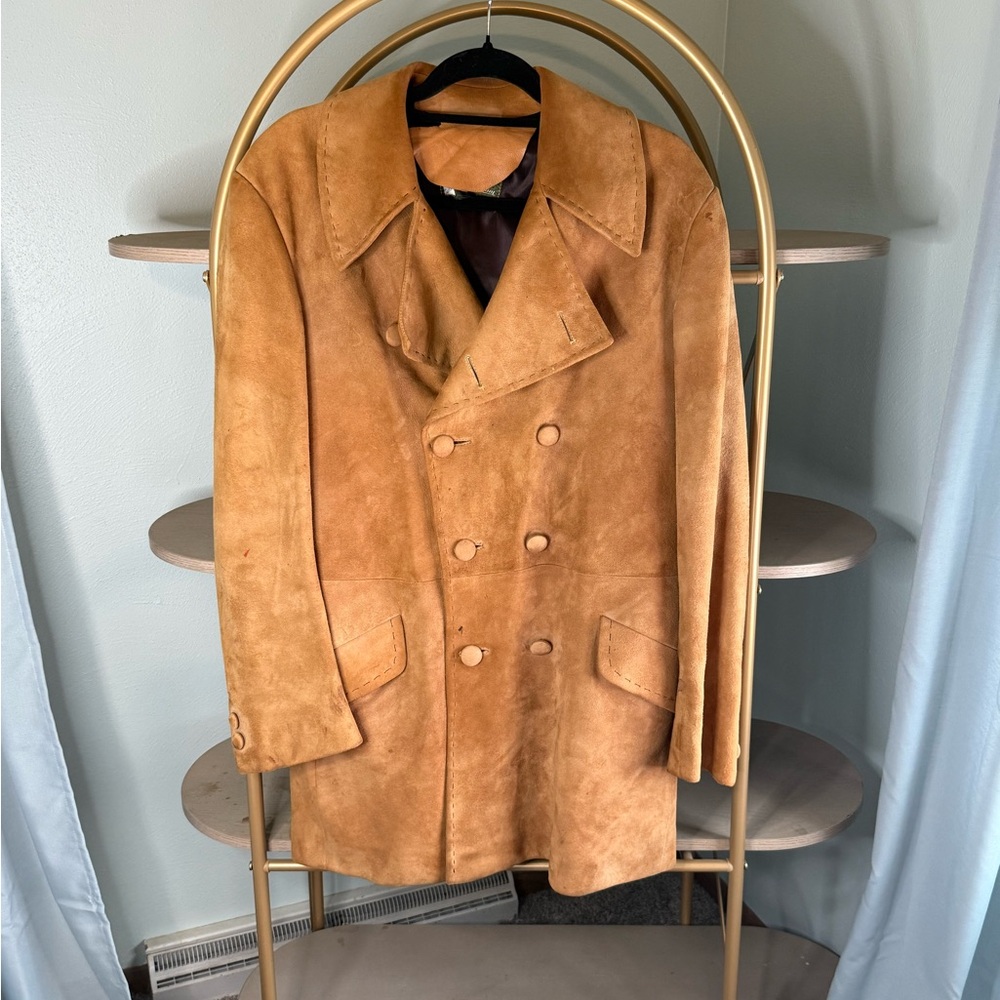 Tan Suede Double-Breasted Coat